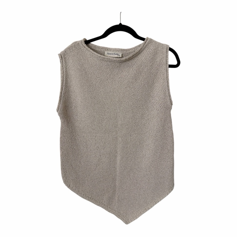 AARON & AMBER Asymmetical Bottom Knit Sleeveless Top - Picture 5 of 6